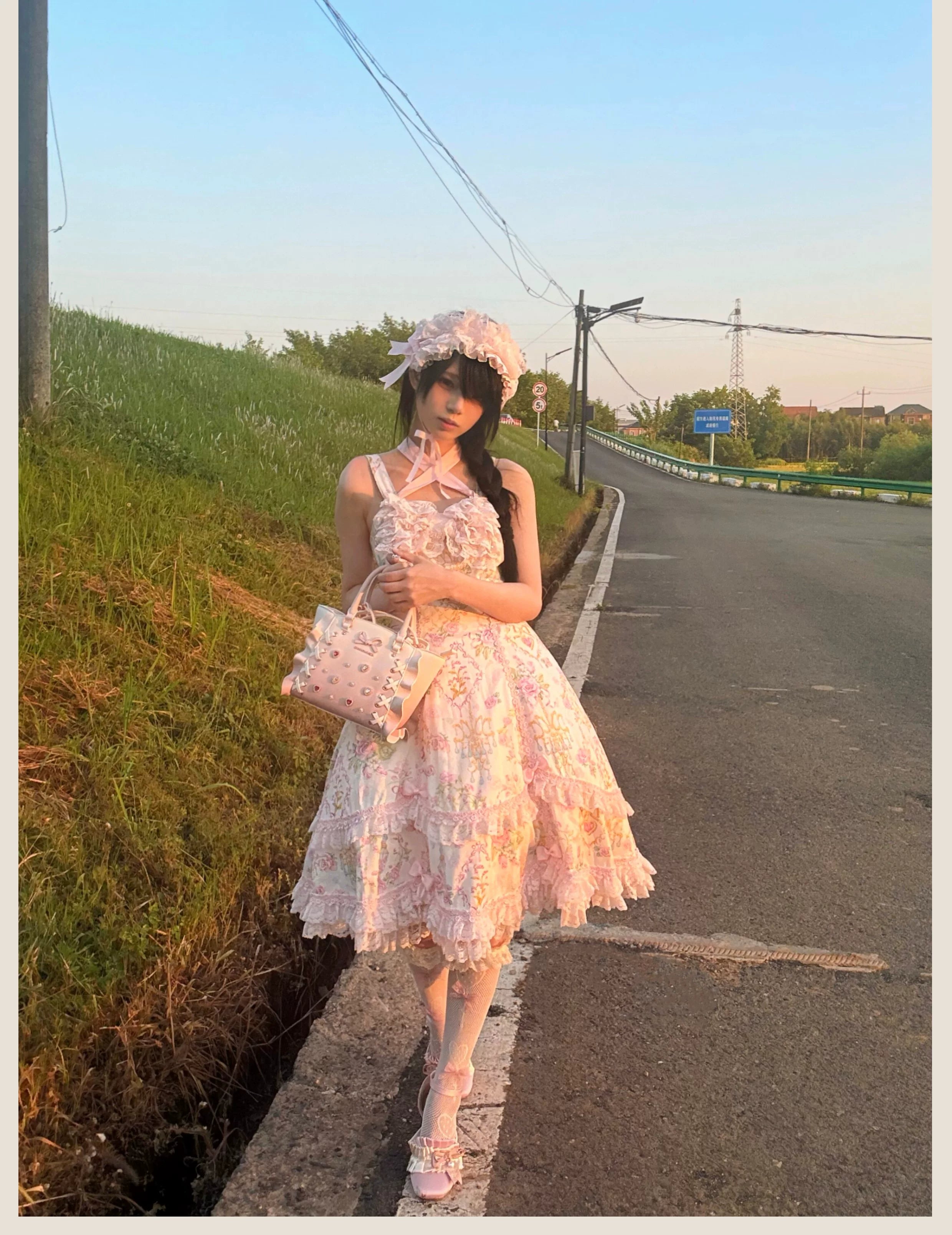 Spring 2025 - Floral Old School Lolita JSK Dress, Lace Trims