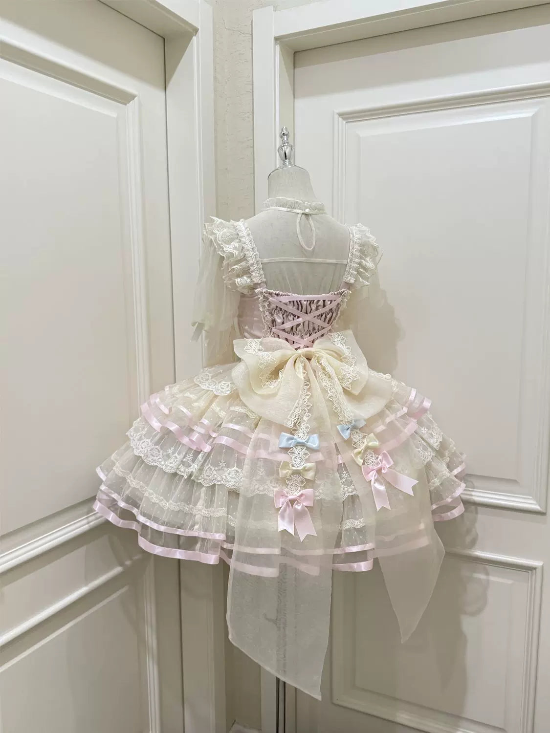 Butterfly Ballet - Sweet Lolita JSK Dress, Layered Tulle Hem Pink JSK + Trailing S