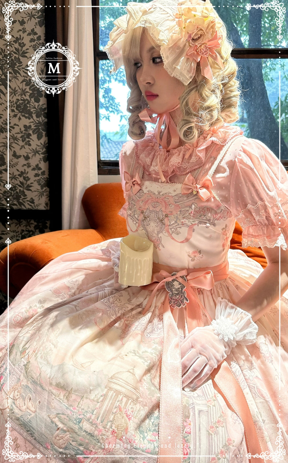 Moon River - Swan Lake Mirror - Pink Sweet Lolita Print JSK Dress 43705:783388