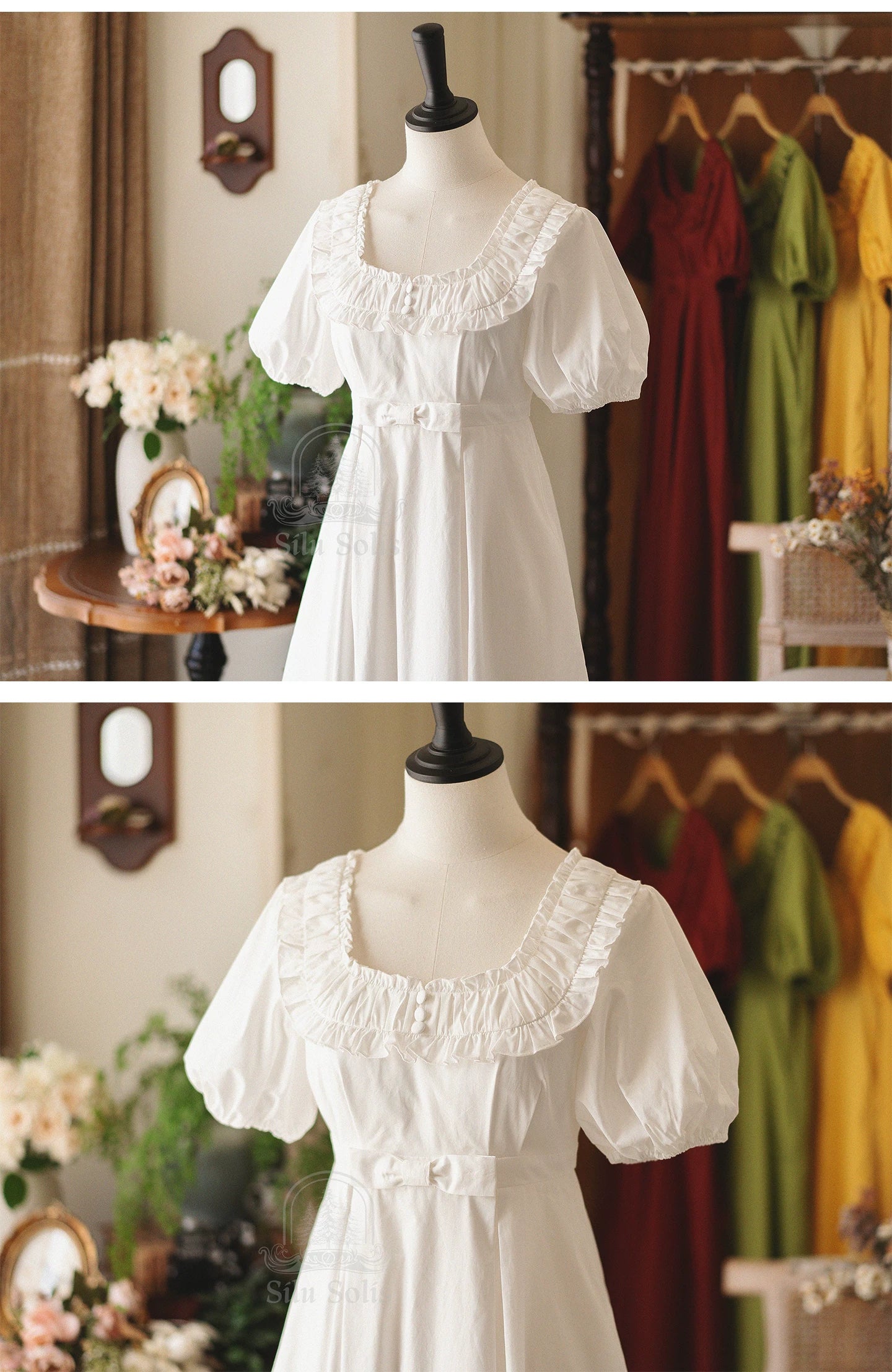 Morning Forest - Cotton Empire Waist OP Dress with Built-in Bra Pads