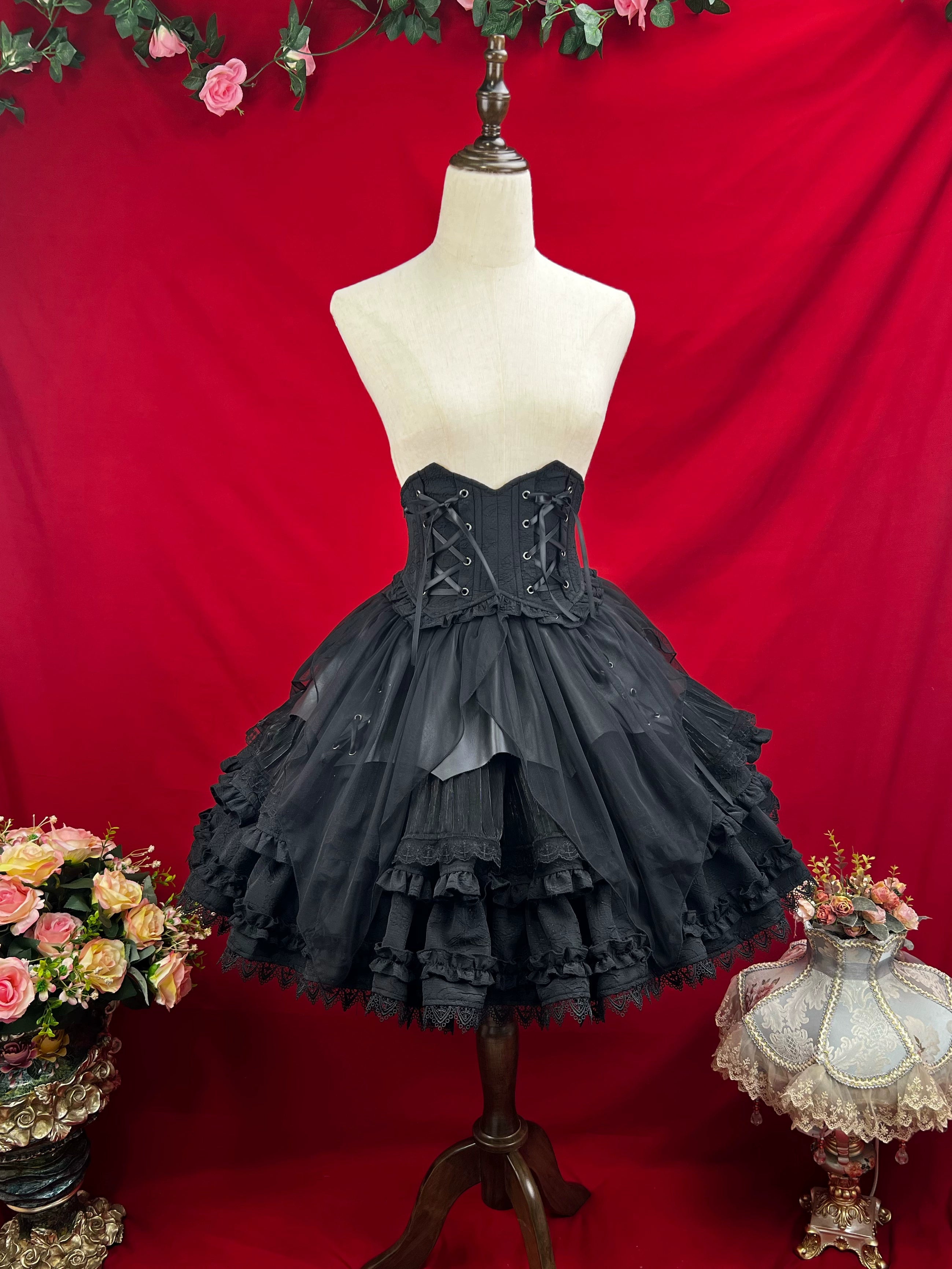 DMFS Lolita - Good and Evil Angel - Gothic Lolita SK Set Retro Princess Sleeve Blouse 41864:716532