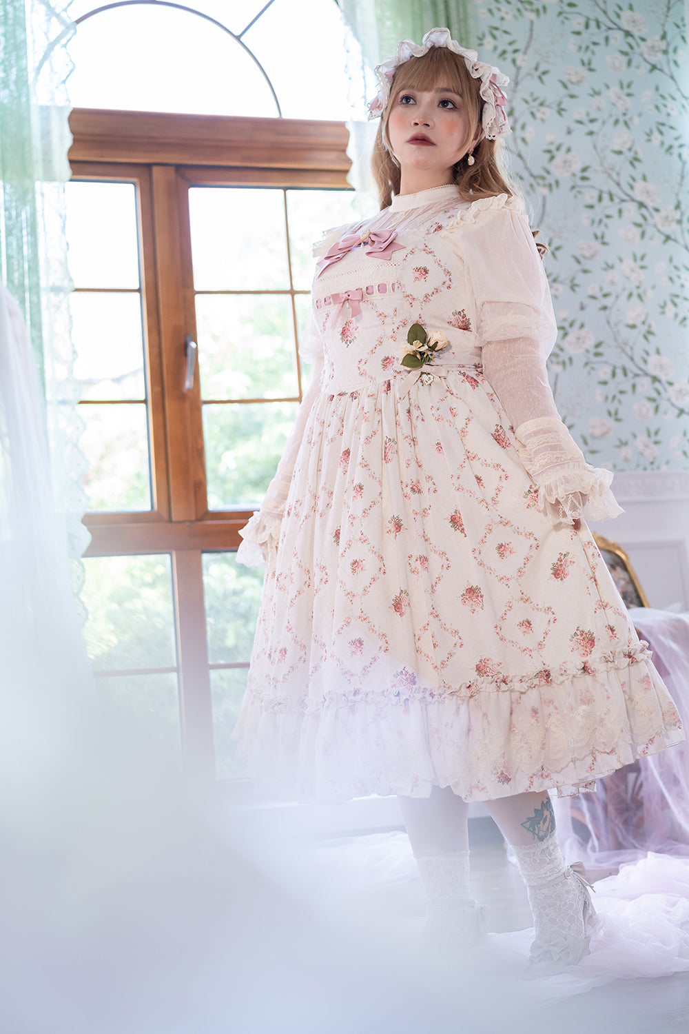 Miss Point~Customized Wood Rose 2.0 Elegant Vintage Jumper Dress 21392:302614