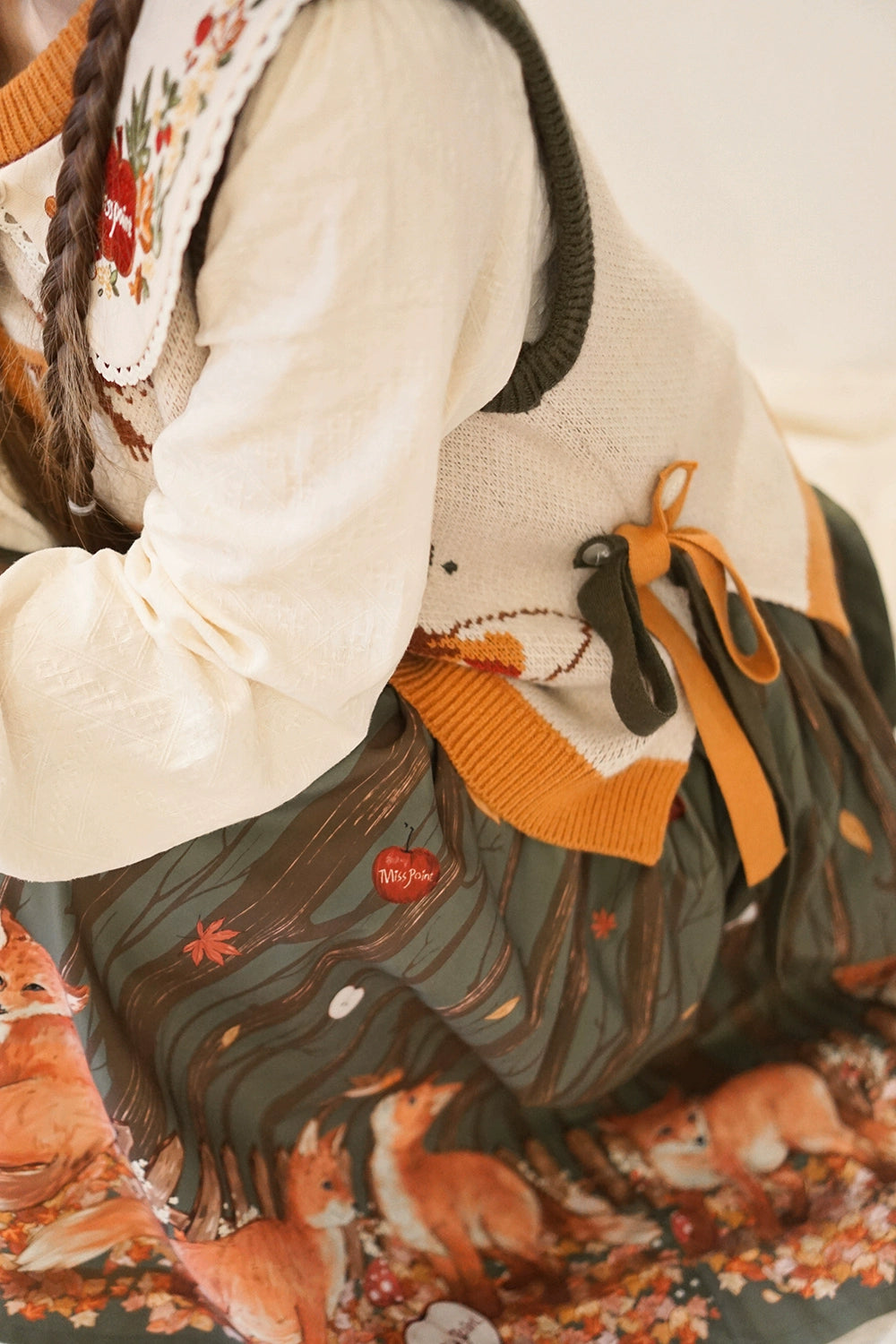 Miss Point - Chubby Fox in the Forest - Kawaii Lolita Vest Customized Lolita Sweater