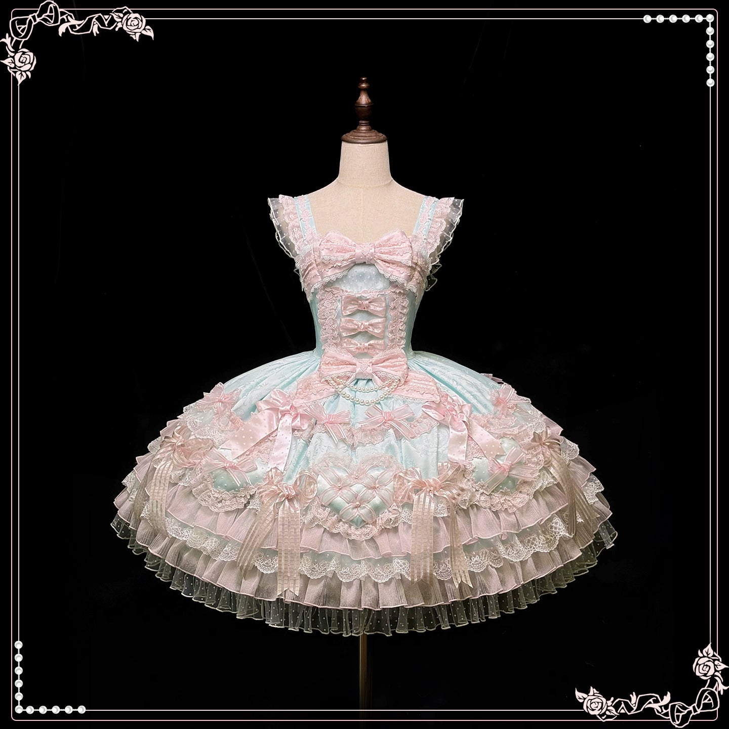 Shuang Sheng Xiao Xiong - Heart of Love - Sweet Lolita Wedding JSK, Bow Details (L M S XL XS) 44306:803121