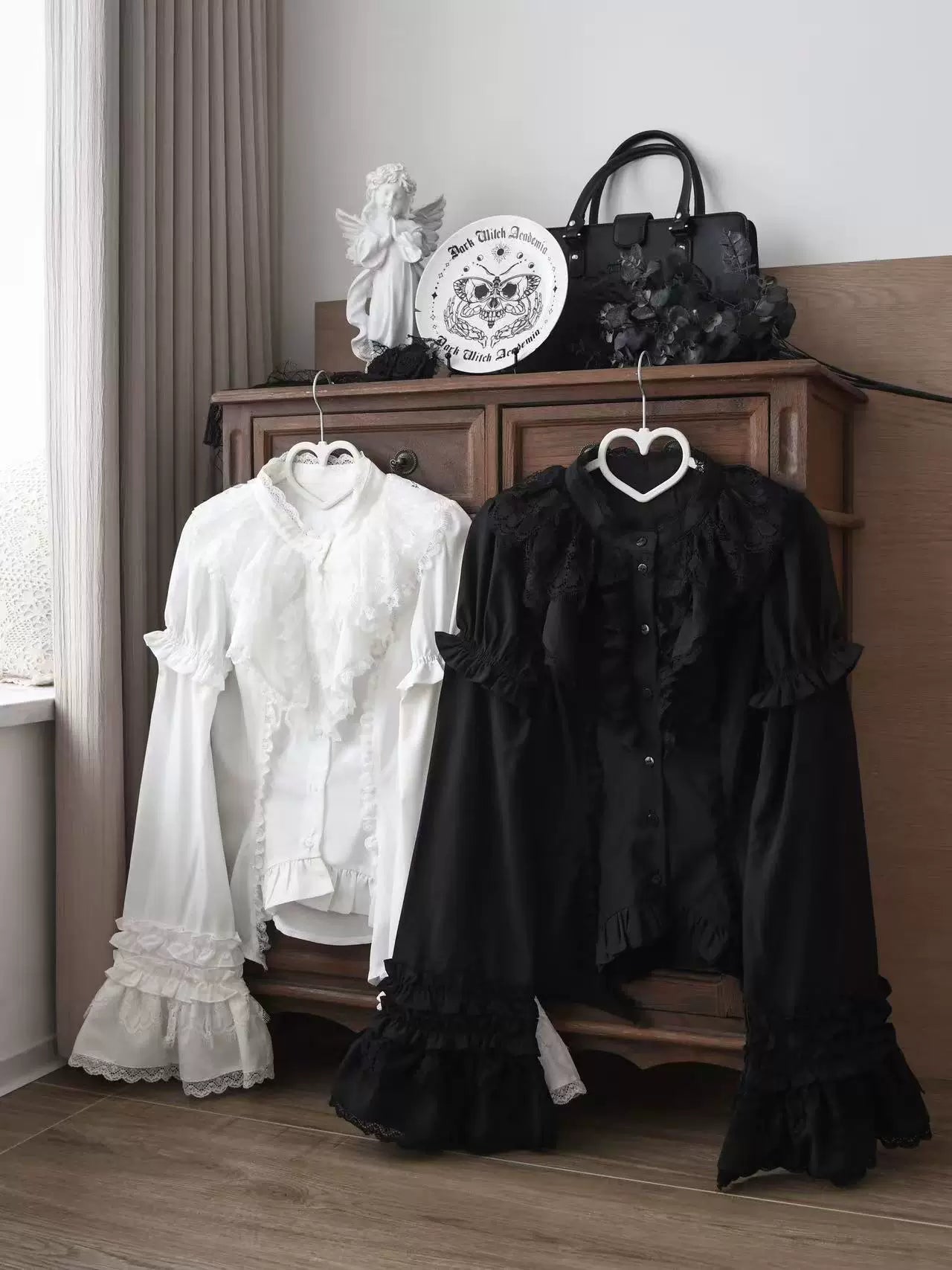Gothic Lolita Shirt, Detachable Flared Sleeves 44490:813236