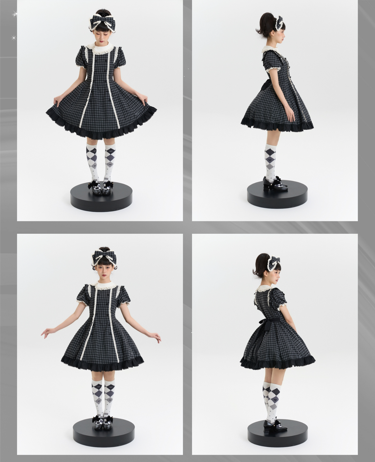 Overseas Letter - Cotton Old School Lolita OP Dress, Gingham & Stripe Patterns 45918:868161