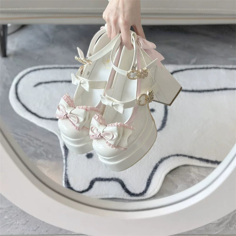 Dreamy Butterfly - Sweet Lolita Round Toe Heel Shoes, Bows & Ruffles 45139:835966