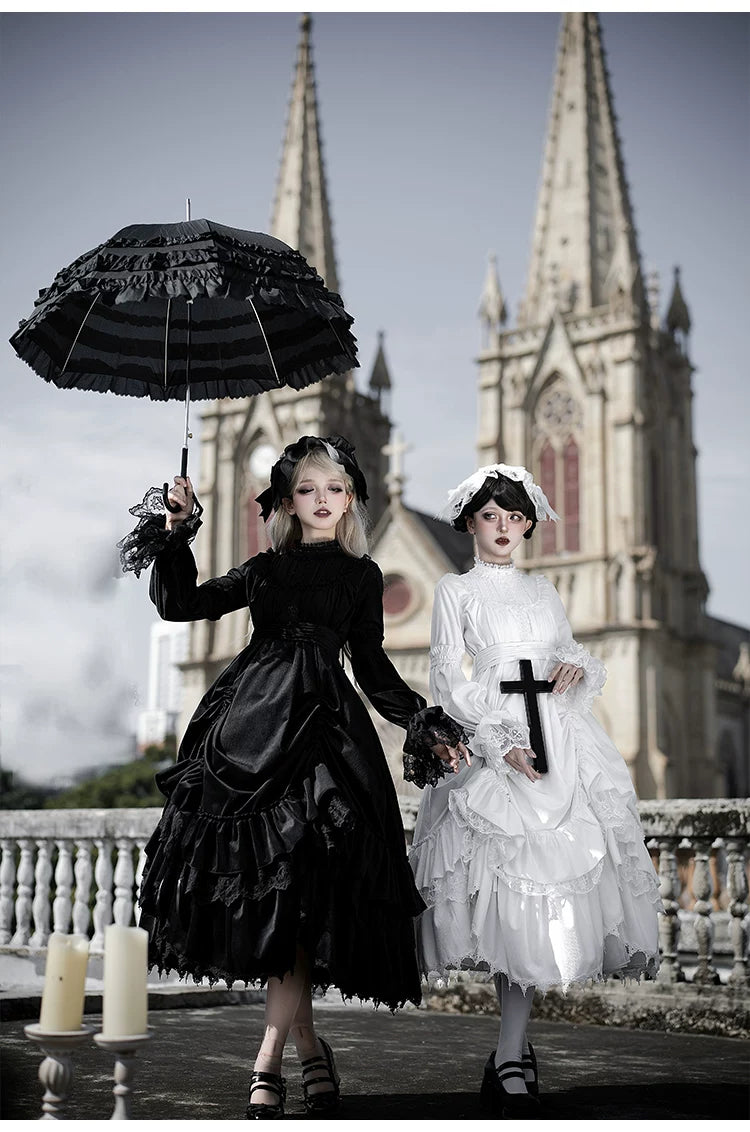 Dawn Bell & Dusk Song - Gothic Lolita Velvet OP Dress, Back Zipper