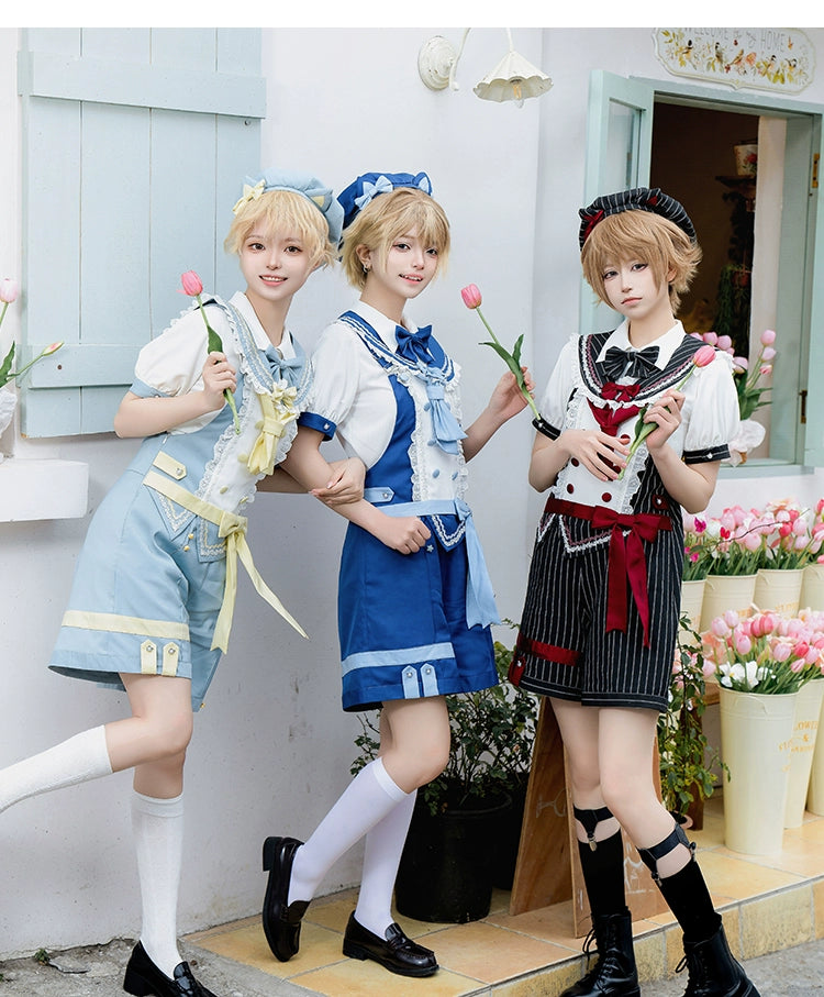 Forest Fluorescent Carps - Small Animal Team - Ouji Lolita Suit Male Lolita Shirt Shorts
