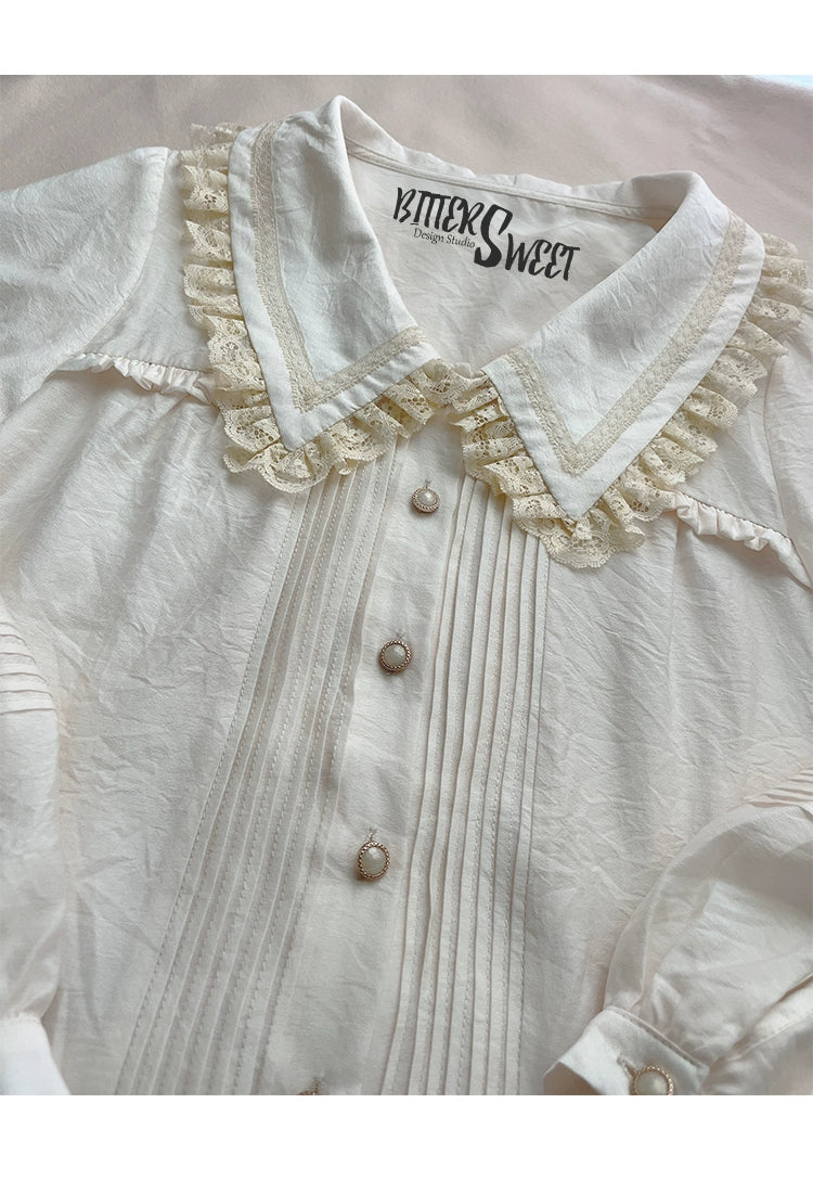 BitterSweet - Elegant Lolita Skirt Set V-neck Long Sleeve Shirt