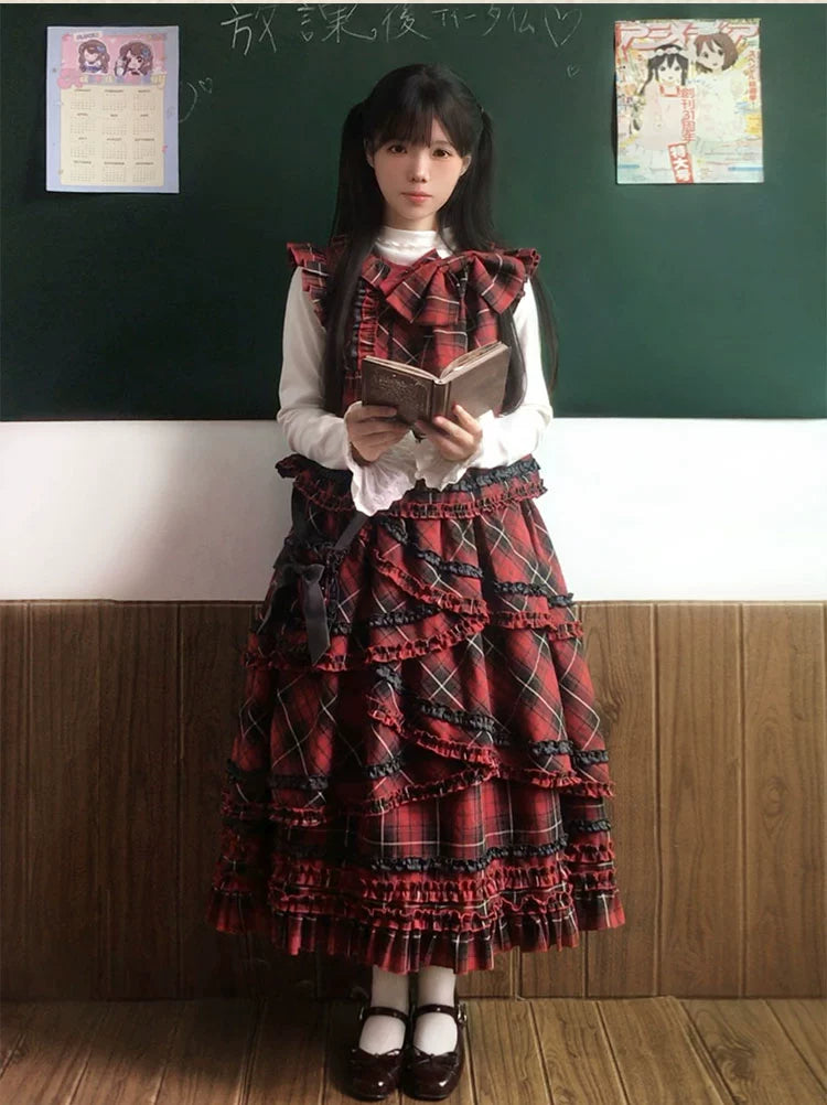 Honey Machine - Scotch Accordion - A-Line Plaid Daily Lolita JSK, Short Coat 44302:803314