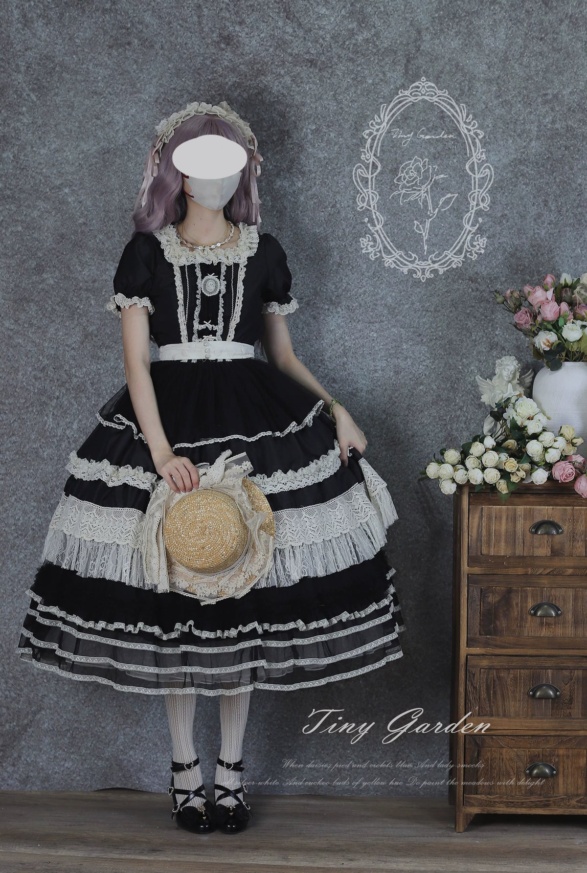Garden Jardin - Cotton Classic Lolita OP Dress With Tiered Ruffles 45927:868627