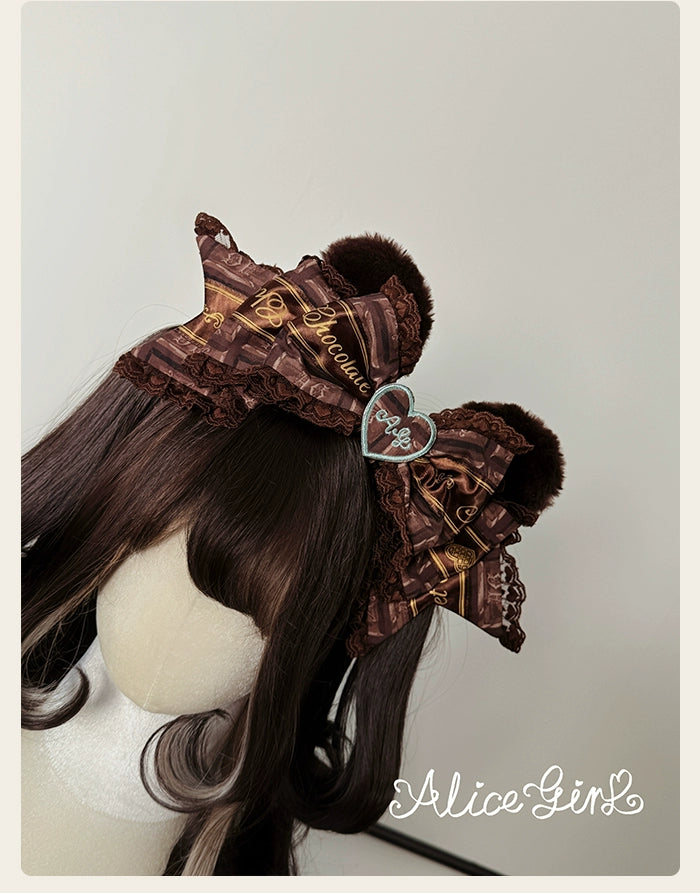 Alice Girl - Bear Chocolate Bar - Kawaii Lolita Headdress Set