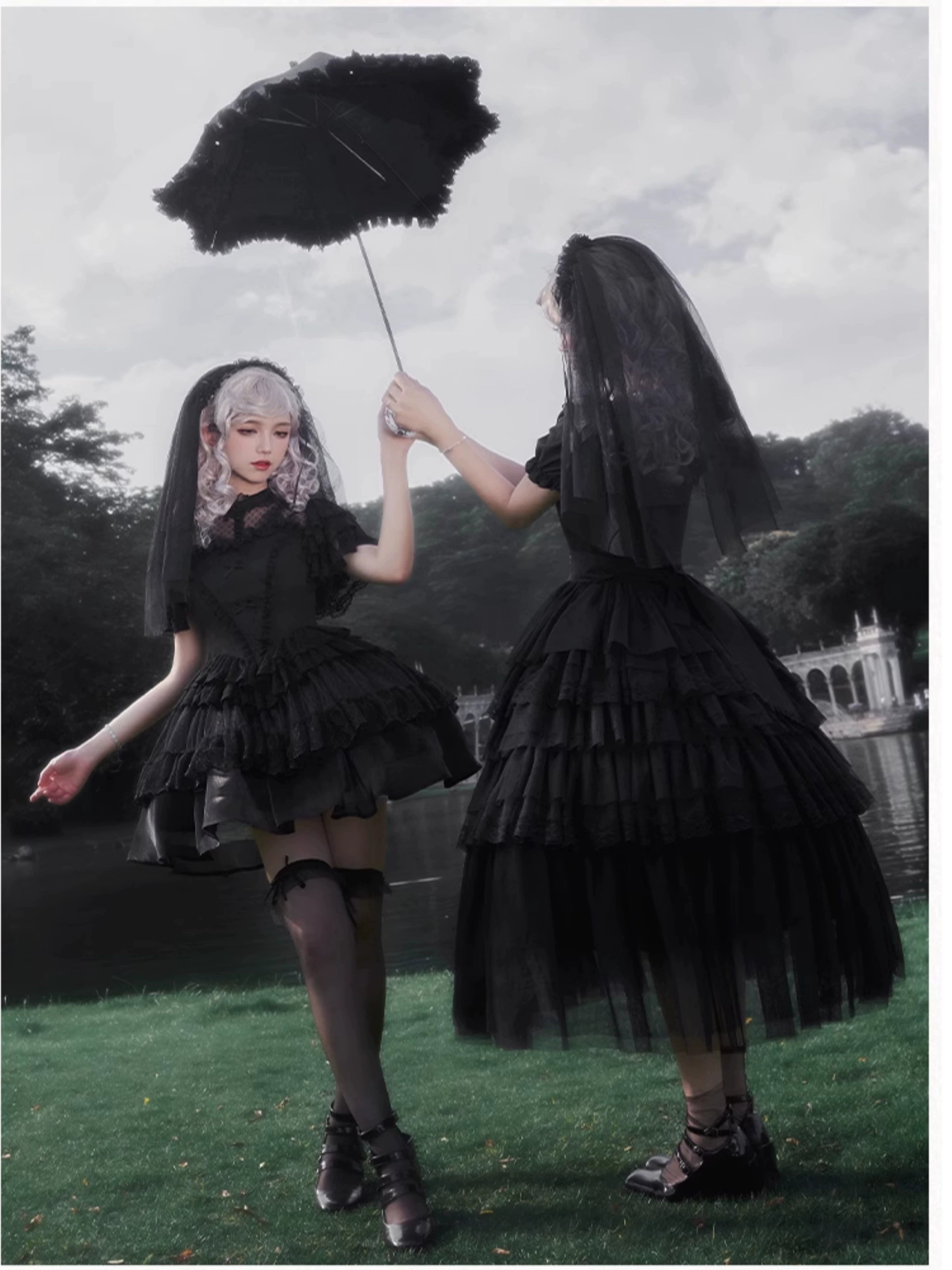 With PUJI - Ivory Tower Enhance - Elegant Lolita JSK Dress Tiered Drawstring OP 38798:601672