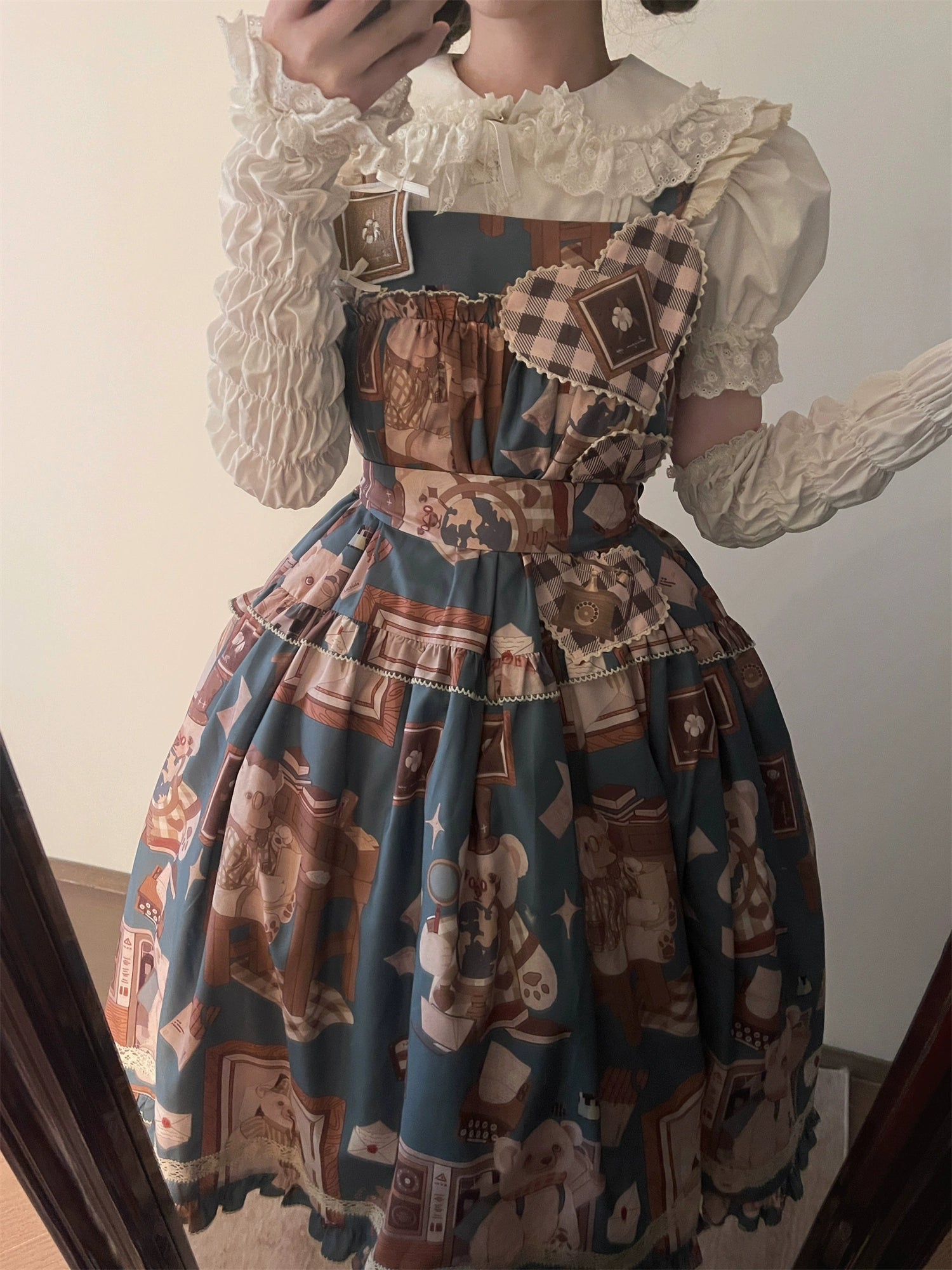 Babyblue~Gretel Bear~Vintage Lolita Dress Teddy Bear Prints Dress 33574:430534