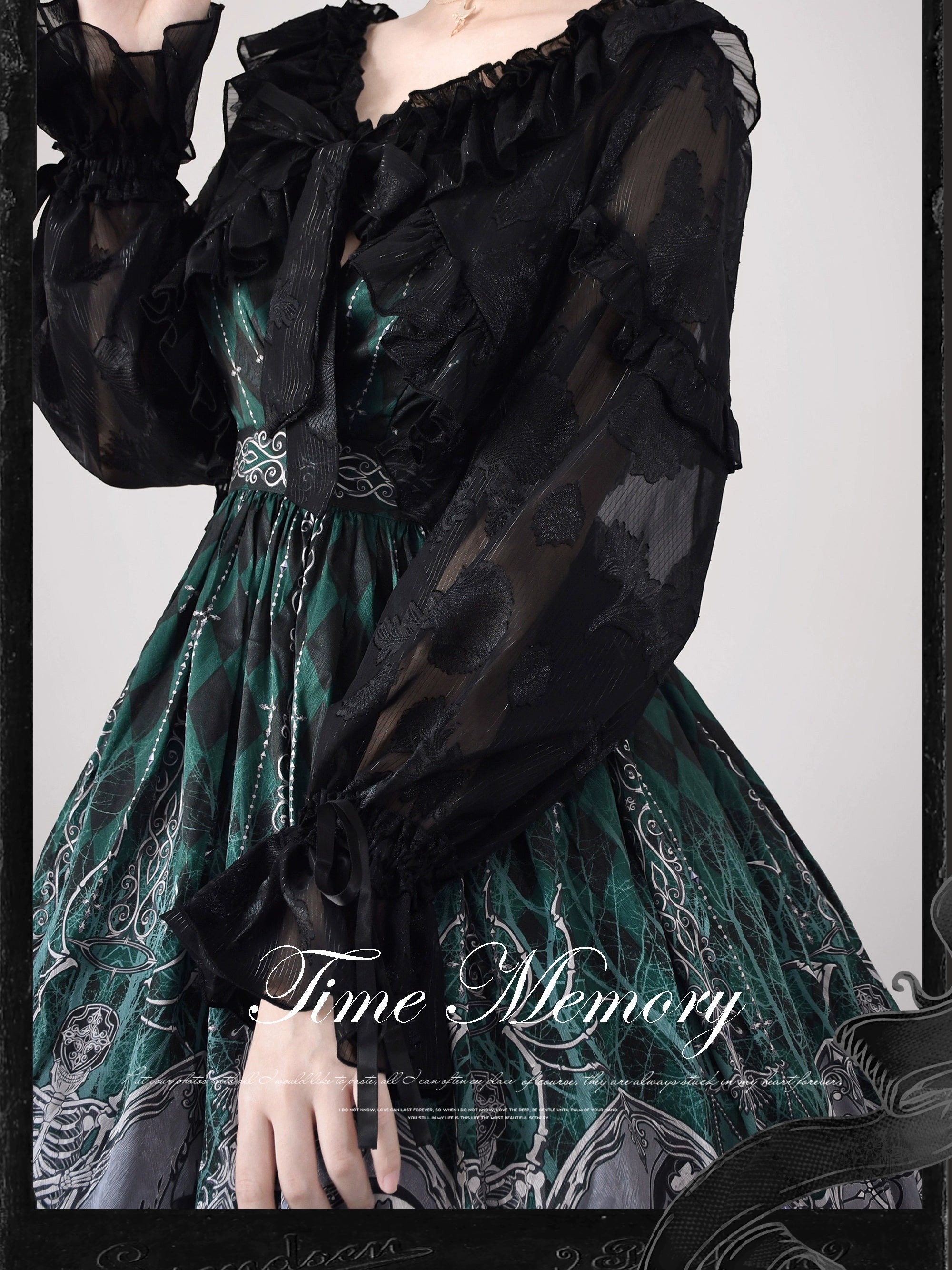Time Memory~Xianbei~Sweet Lolita Chiffon Lantern Sleeve Cardigan with Bow 34598:463028