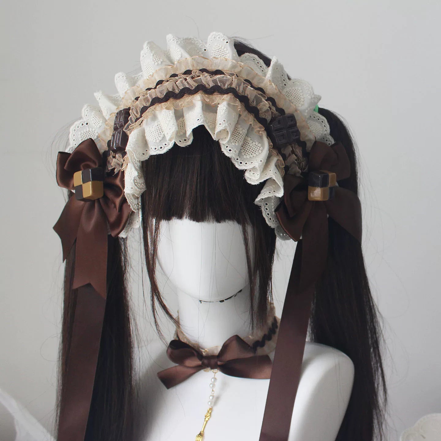 Chocolate Brown Kawaii Lolita Headdress & Choker Set 45845:864829