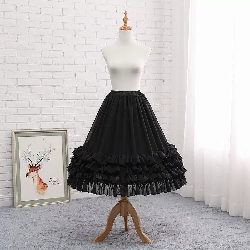 Your Princess - Lolita Adjustable Puffy Petticoat, Fishbone Support One Size Black puffy fishbone petticoat / 27.6" (70 cm)