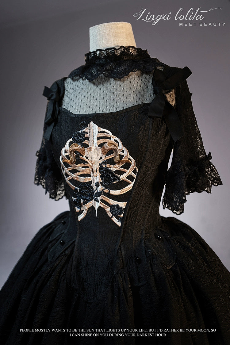 (BFM)Lingxi Lolita~Bone island Gothic Lolita Corset Goth Blouse Skirt Set 31838:371724