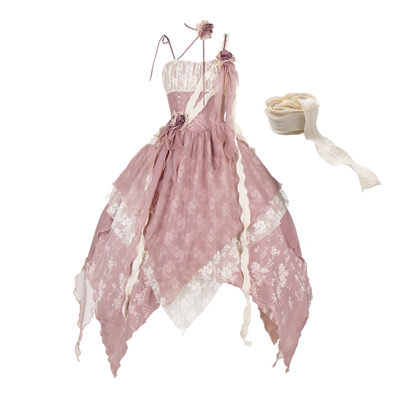 With PUJI~Rose Leaf~Irregular Daily Lolita JSK Dress in Wabi-Sabi Style (L M S) 42629:747265