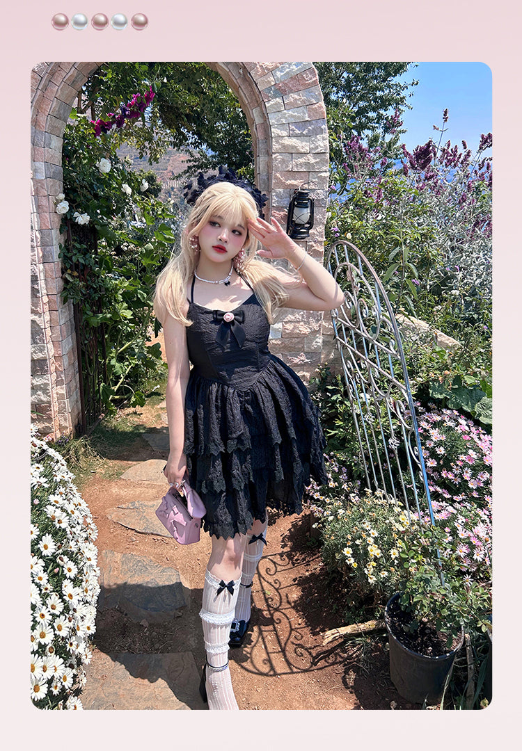 Yingtang - Rose of France - Sweet Lolita Plus Size Halter Puffy Dress Set