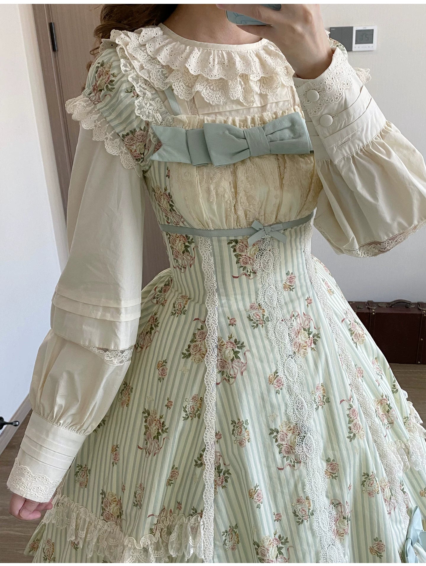 Meeting Austen - Cotton Classic Lolita Rose Printed OP Dress 45736:860009