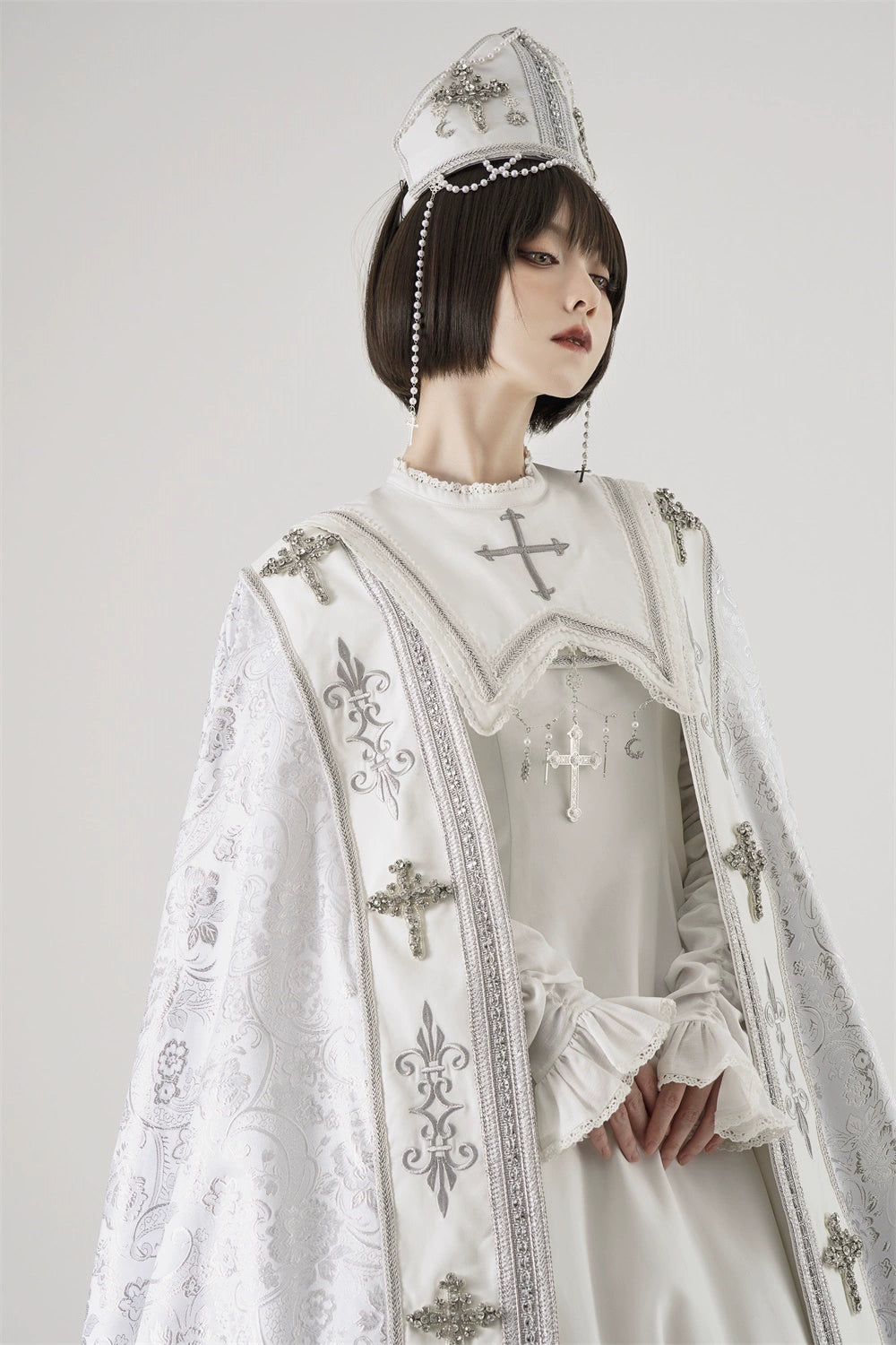 LeMiroir - Moonlit Prayer - Nun Lolita Crown, Elastic Headscarf