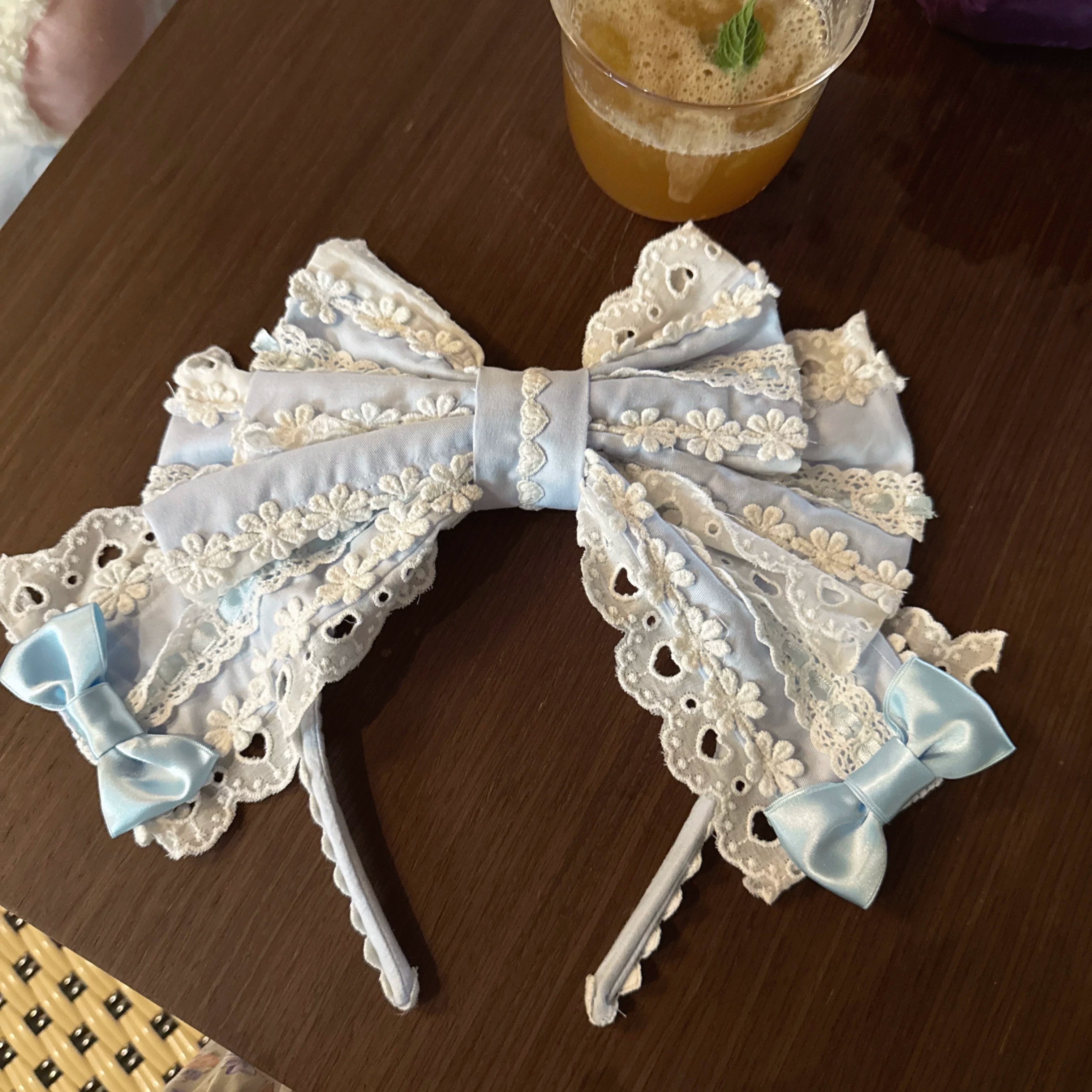 Creamy Sweet Bunny - Cotton Old School Lolita Bunny Ear OP Dress with Bows KC Only (one size / choose M) S