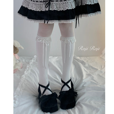 Roji Roji~Isabella~Sweet Lolita Lace Mid-Calf Socks Multicolors size ivory calf socks 