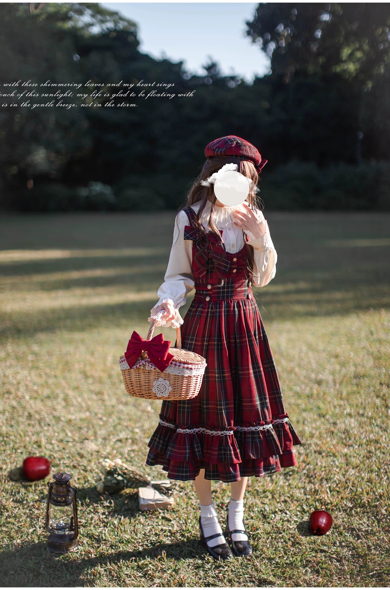 HuTaoMuJK - Little Red Riding Hood - Vintage Lolita Cape & JSK Dress Set 43706:783712