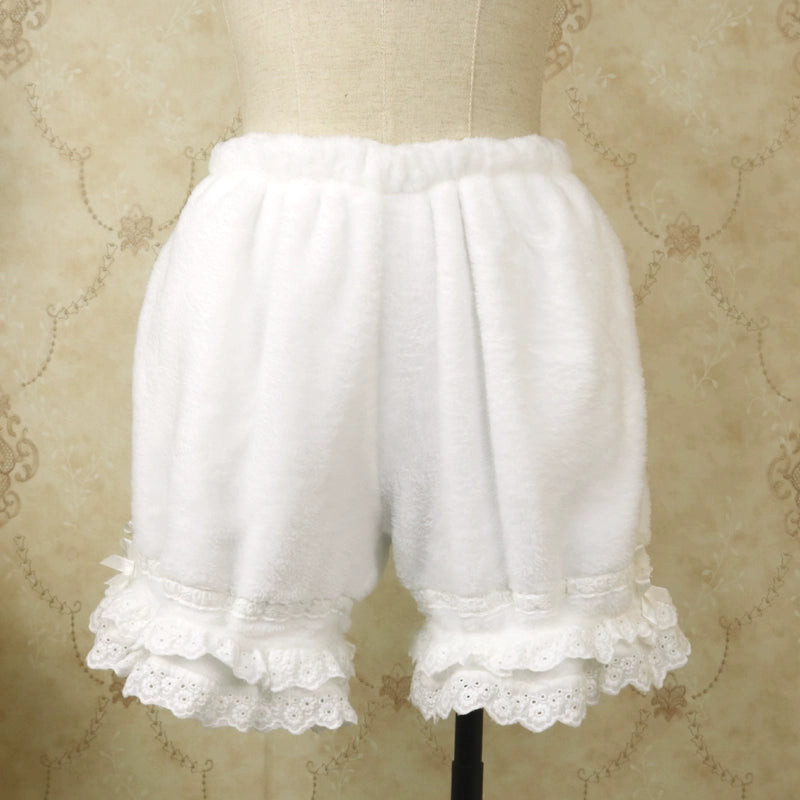 DMFS Lolita - Winter Lolita Fleece Bloomer Plush Lolita Homewear One Size milk white