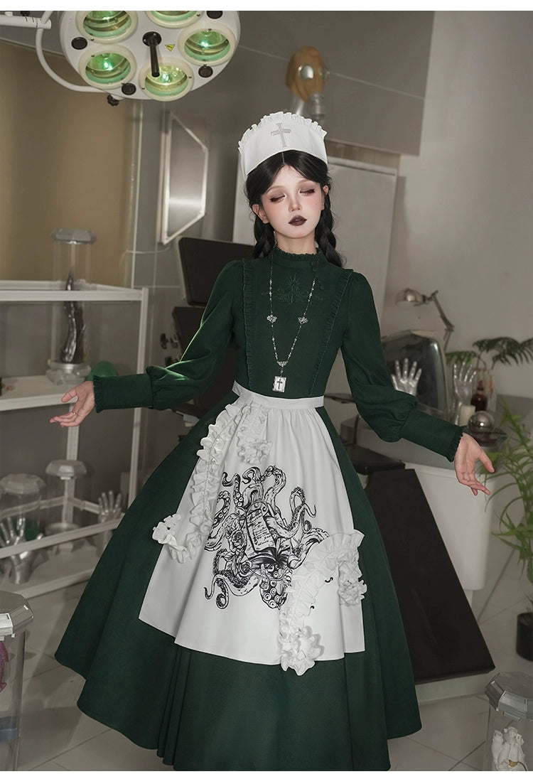 With PUJI - Letter and Poetry · Abyss Clinic - Gothic Lolita Green Dress Set 43929:789698