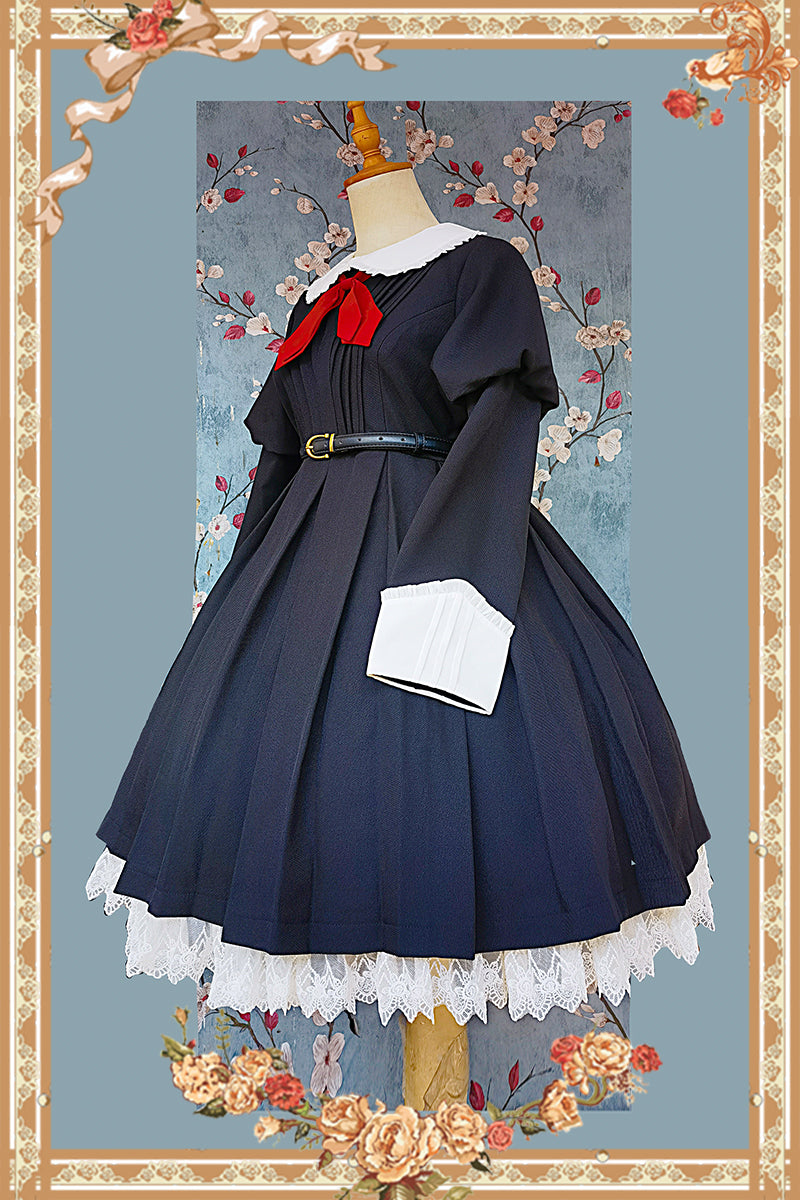 Infanta~Suliko~Maid Lolita OP Set with Soldier Style Waist Pack and Apron 41204:743359