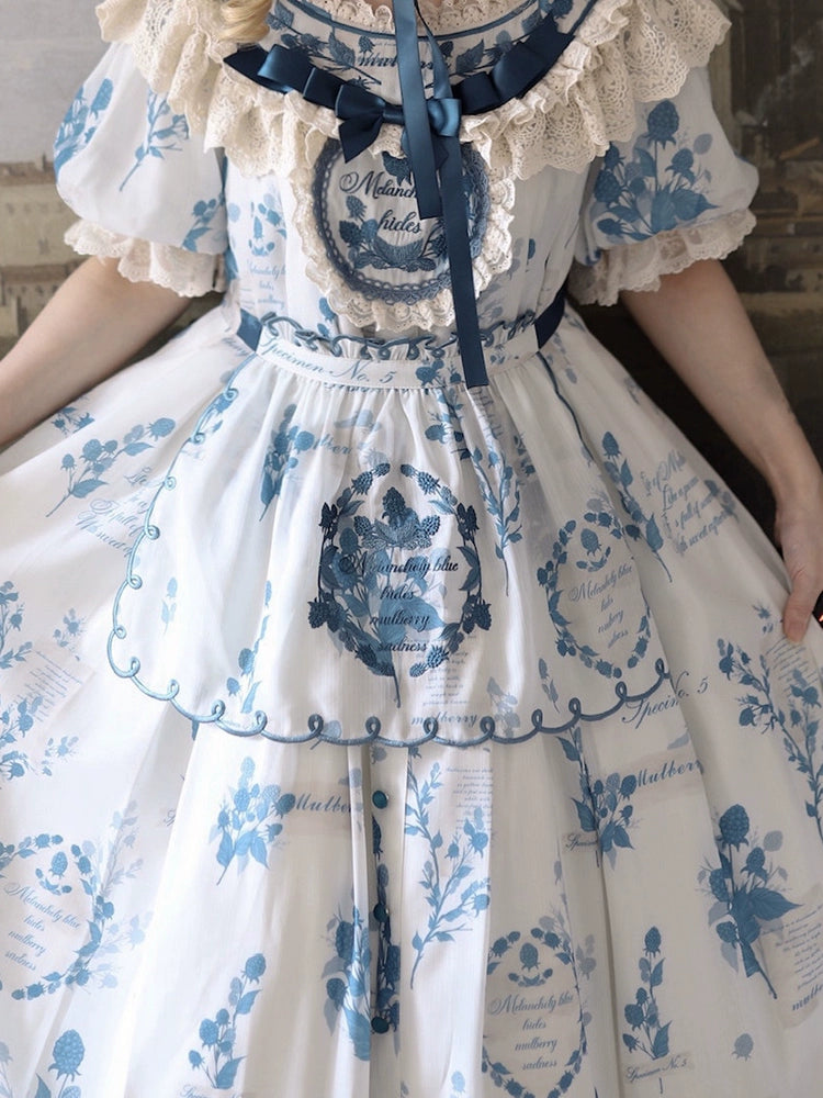 NanShengGe - Mulberry Poem - Country Lolita Printed Dress with Cardigan Set (2XL 3XL 4XL L M S XL) 42513:743200