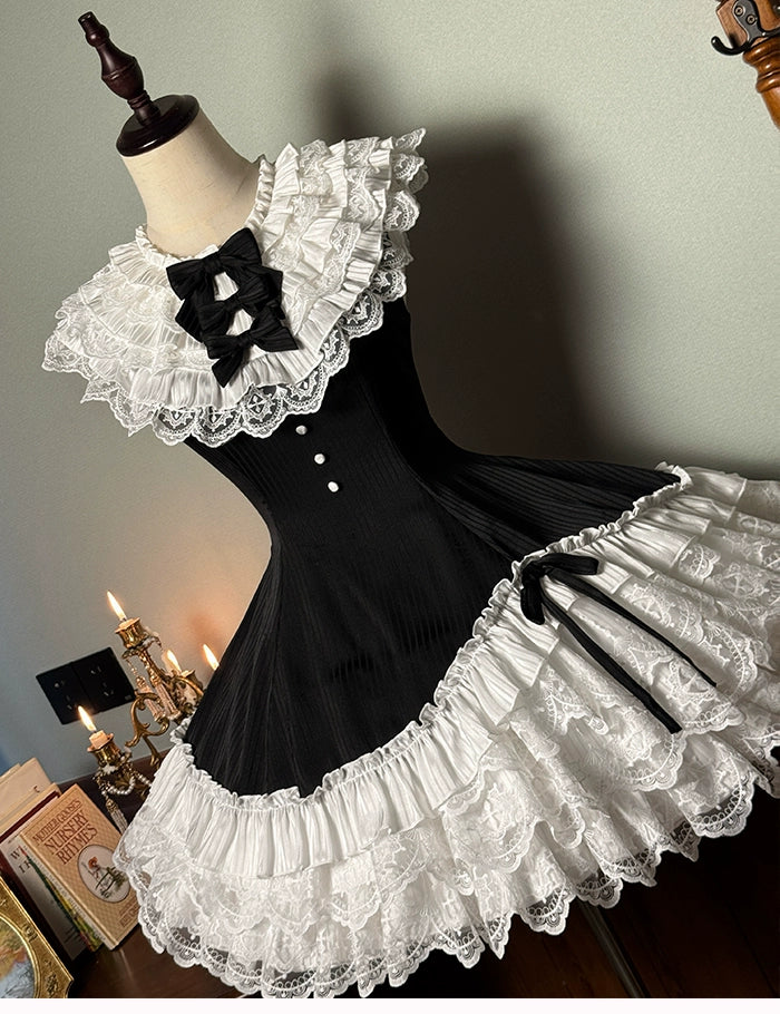 Alice Girl~Arrogant Miss~Sweet Lolita Jumper Dress with Tiered Lace Dress 41484:699460