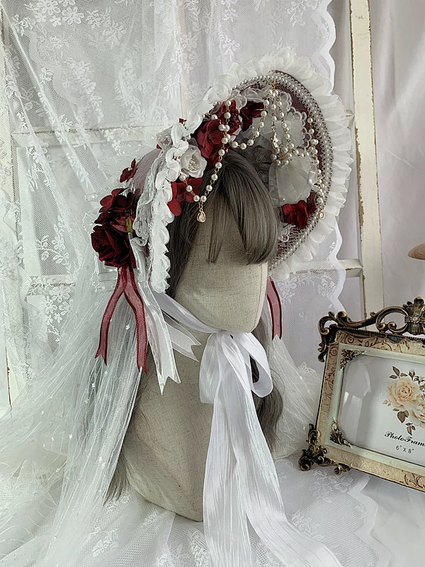Gothic Lolita Lace BNT, Pearl Chain and Cross Pendants