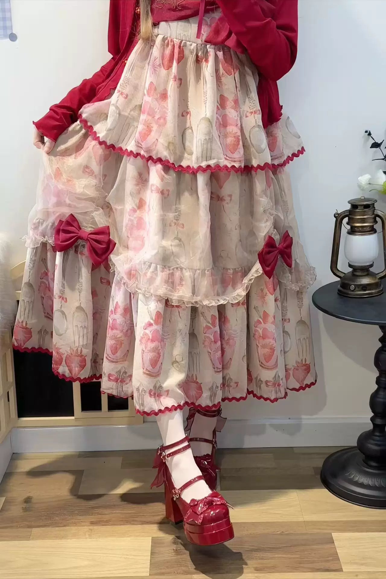 Puff Party - Elegant Lolita Chunky Heel Shoes, Bow & Straps
