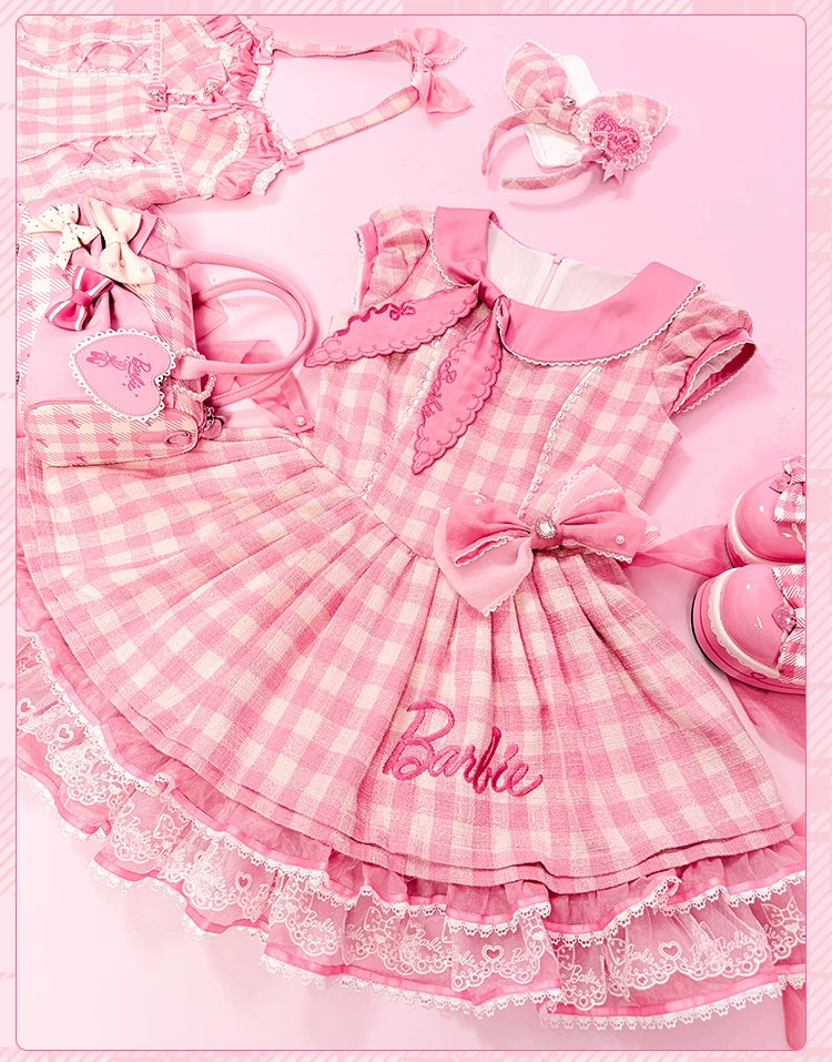 Blossom Daydream - IP Collab Sweet Lolita Dress Set, Pearl Plaid 45899:867258