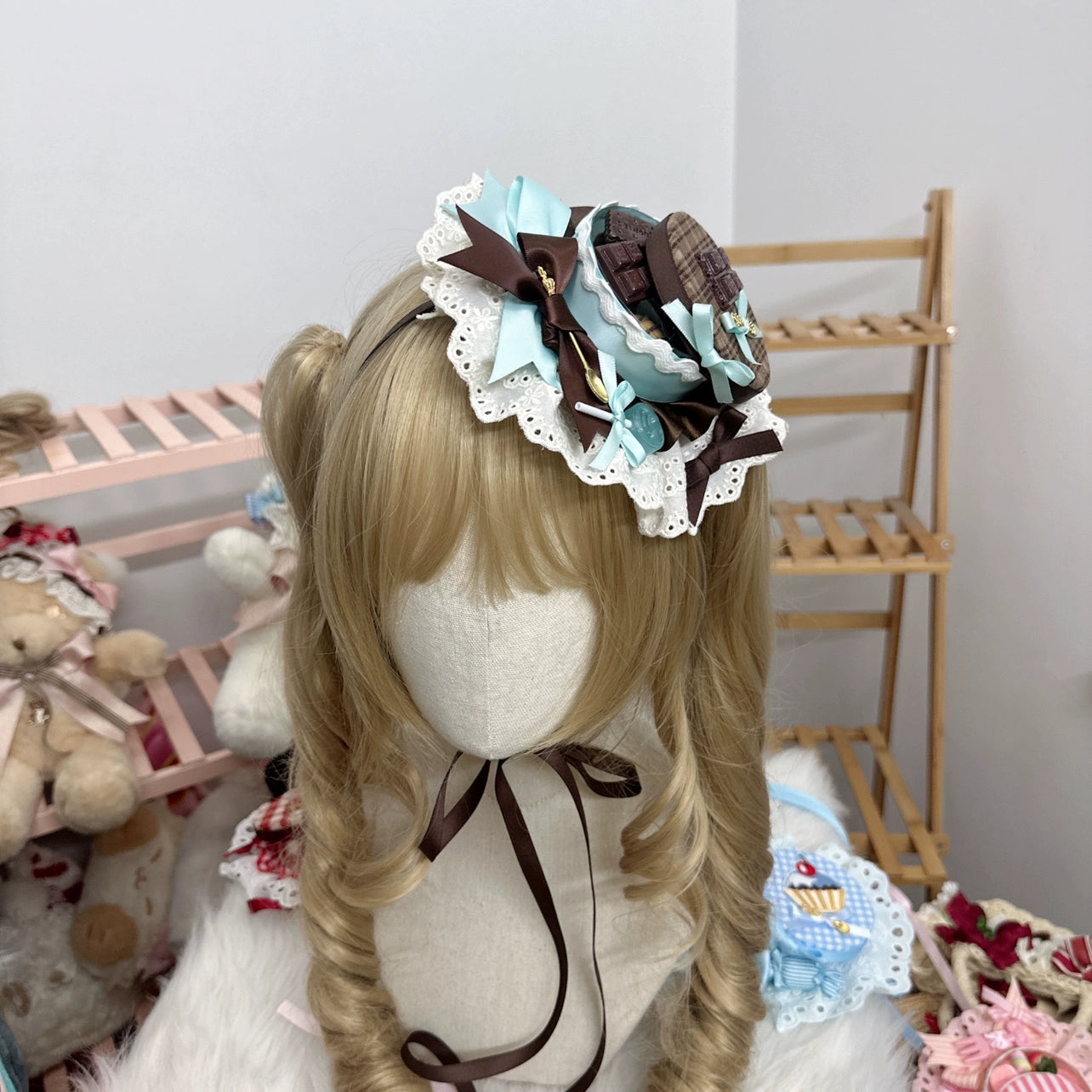 Chestnut Lolita - Sweet Lolita Candy Box Hat Handmade Lolita Top Hat Mint chocolate