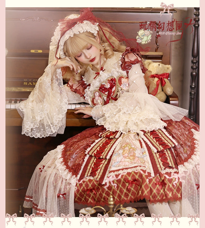 YingLuoFu - Doll Fantasy Box - Sweet Lolita JSK Dress & Tulle Blouse Set 44261:801486