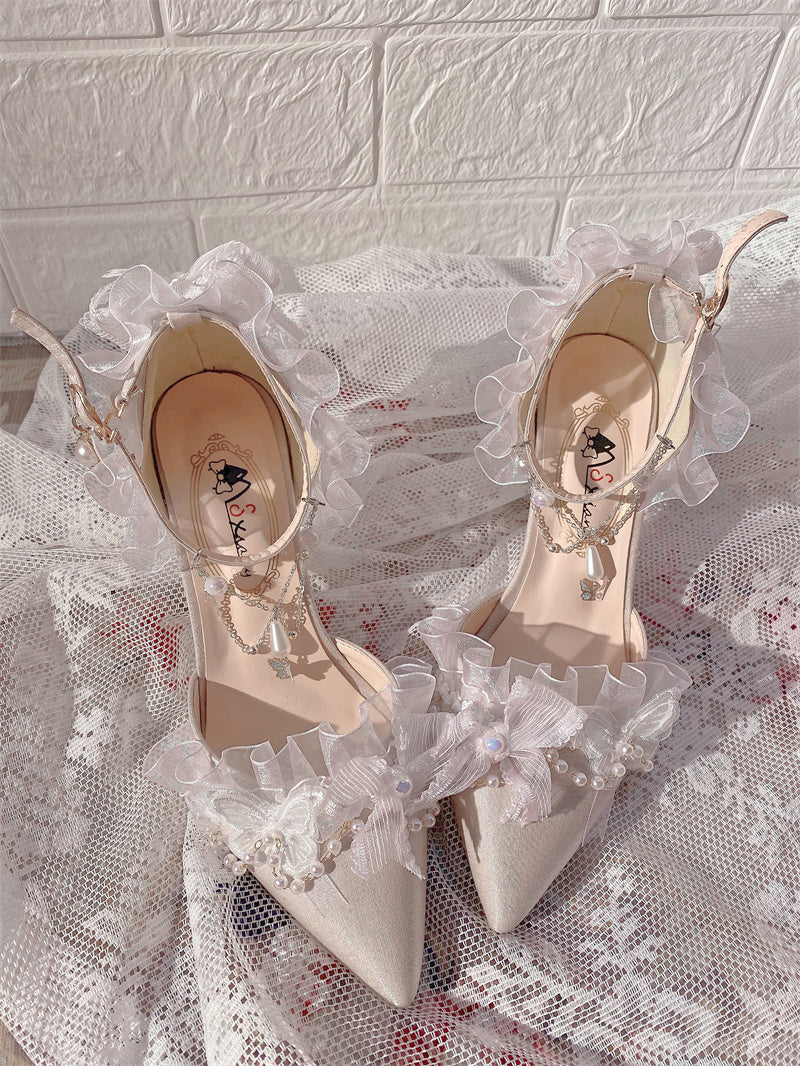 Ximeng Lolita~Deep Sea Hospital~Plus Size Wedding Lolita Bridal Shoes Customized Heels (37 38 39 40) 42696:749745