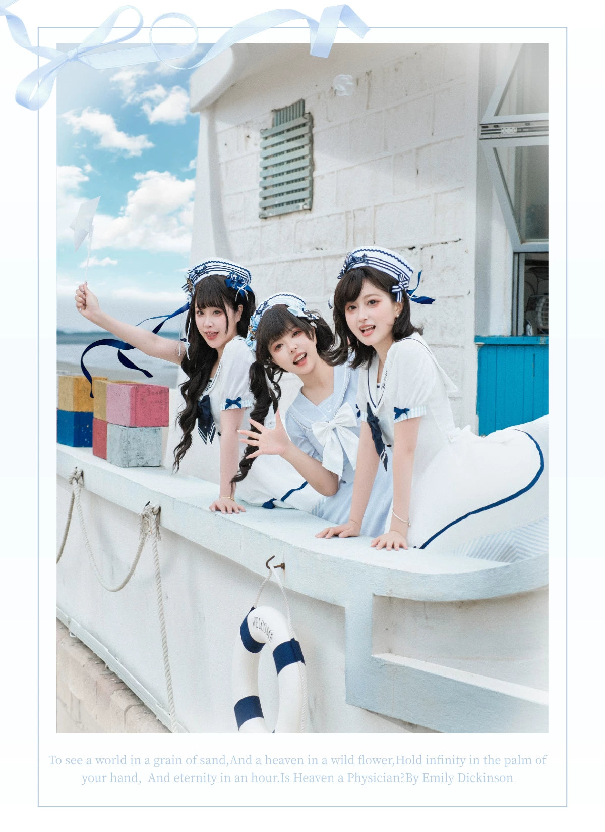 Little Sea Breeze - Summer Sailor Lolita OP Dress with Detachable Bow 45712:859180