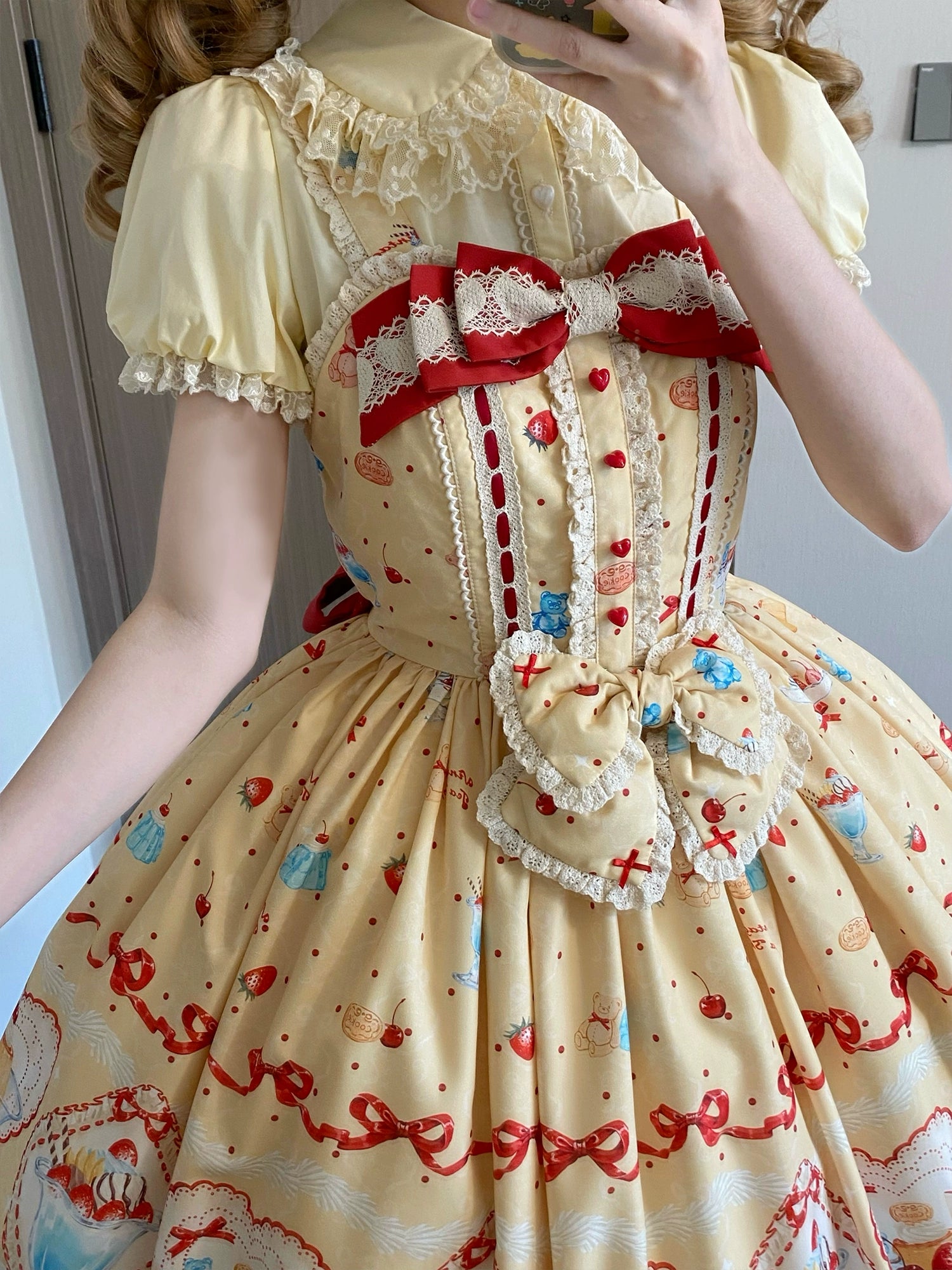 Showa Dessert Showcase - Kawaii Lolita Dress Suit Pudding-Inspired JSK/Salopette