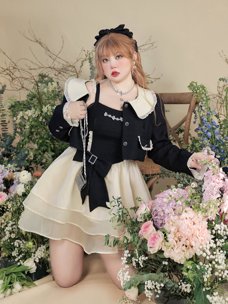 Yingtang - Plus Size Lolita Coat Elegant Puffy Skirt Suit