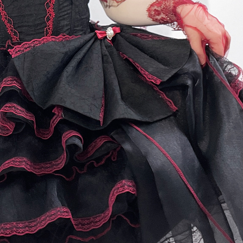 Daydream Whisper - Shisan District - Wedding Lolita OP Suit with Angel Demon Wings Trailing only (matching color with the OP) S