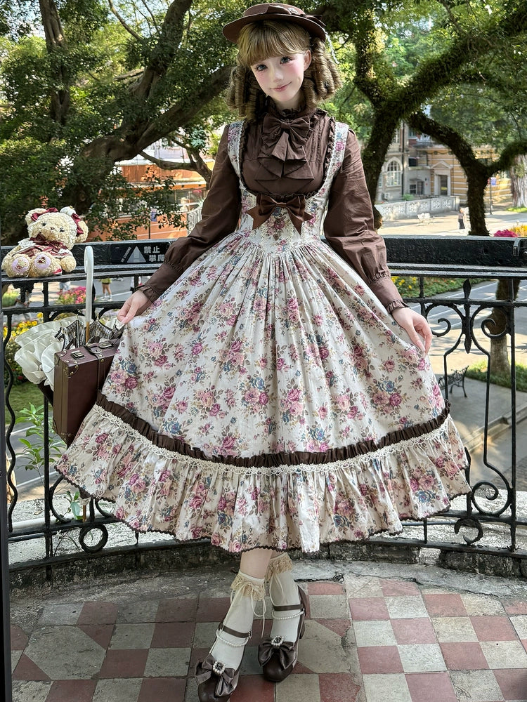 Alice in the Mirror - Albion Reverie - Floral Printed Old School Lolita JSK, Bust-Supporting Dress 44299:802490