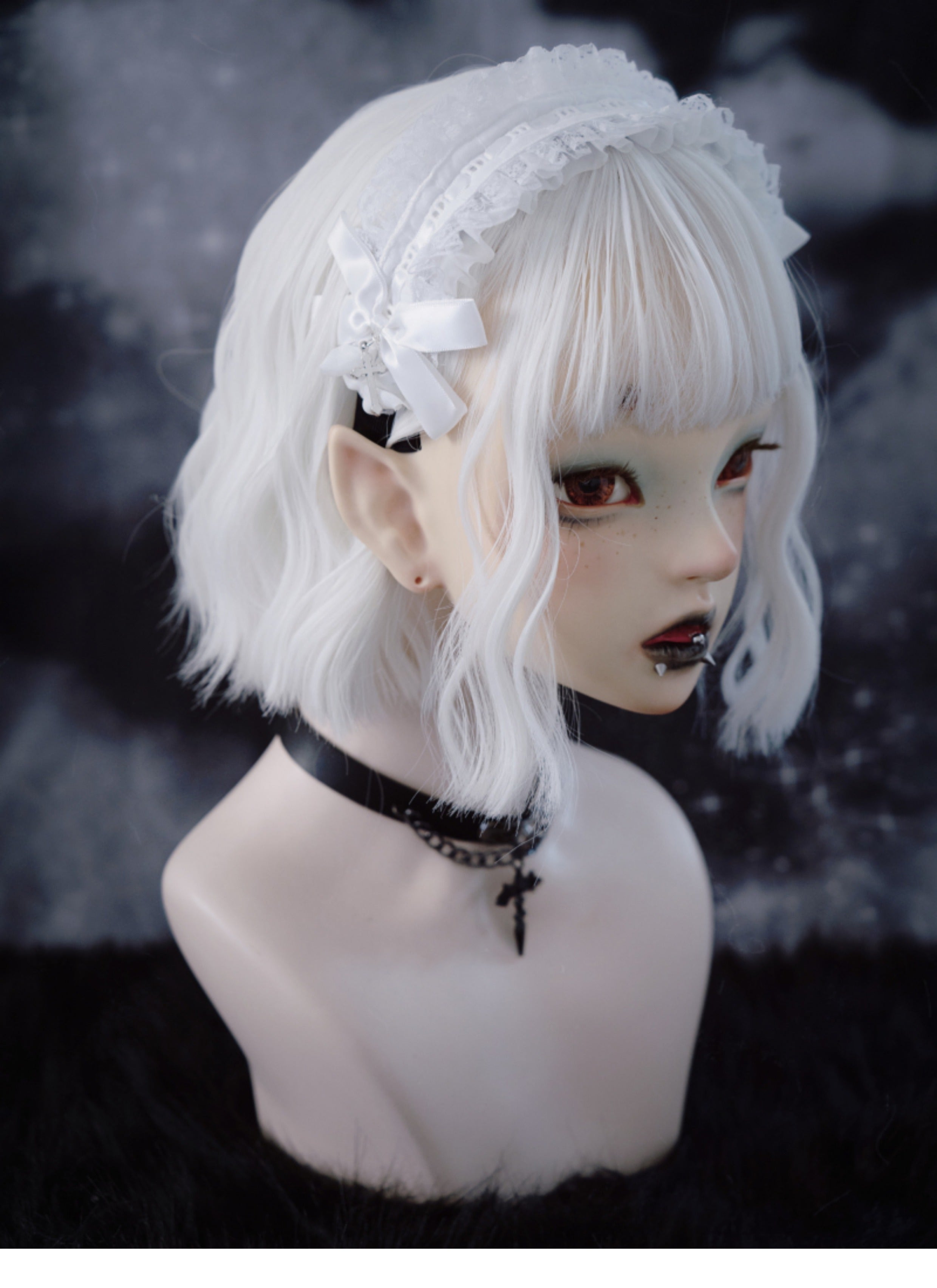 Strange Sugar - Gothic Lolita White Ruffle Hairband