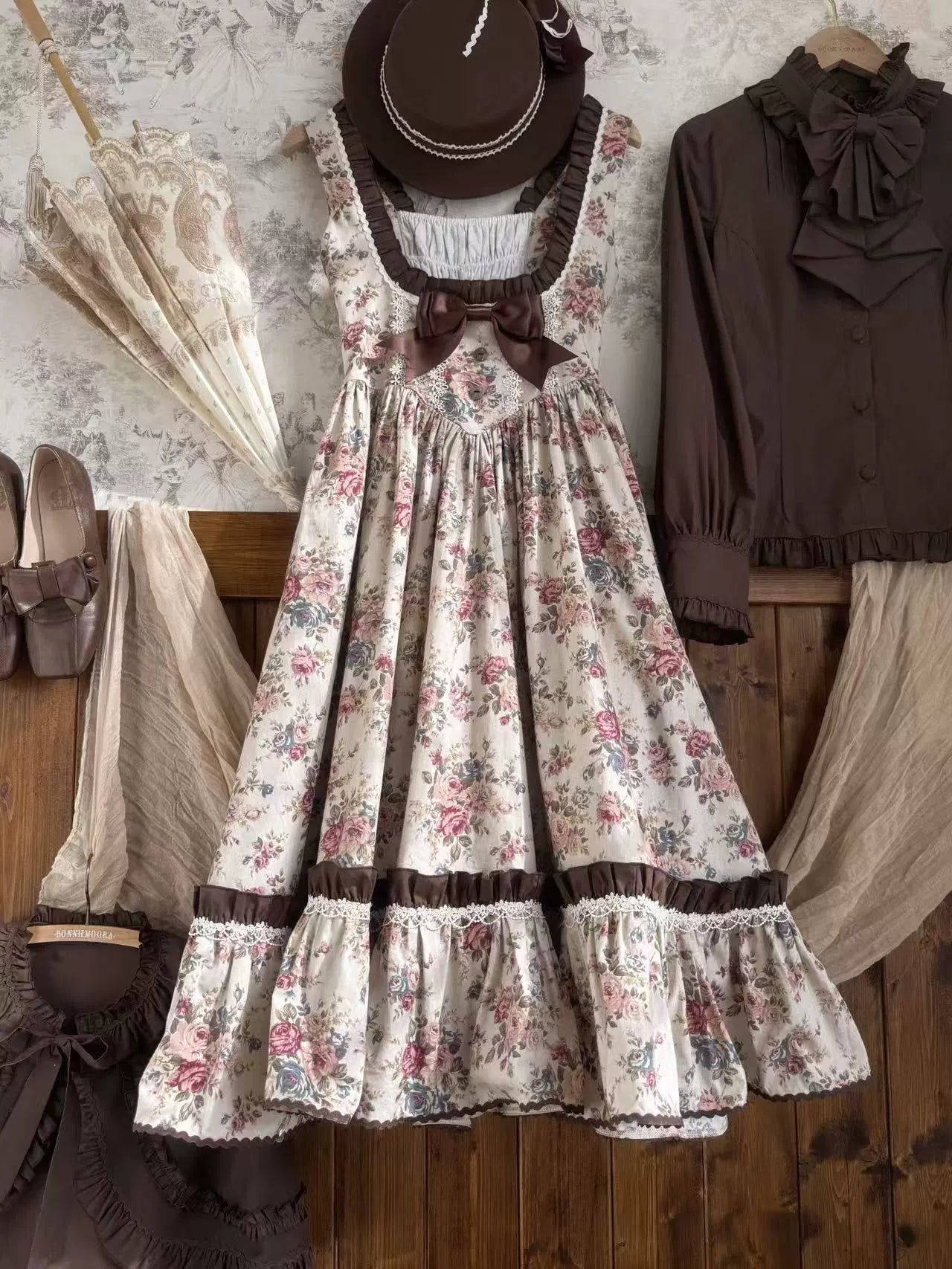 Alice in the Mirror - Albion Reverie - Floral Printed Old School Lolita JSK, Bust-Supporting Dress 44299:802512
