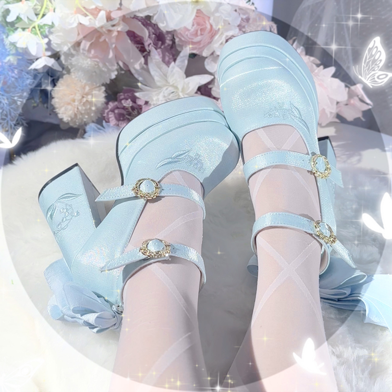 Dreamland - Floating Dream Lily - Elegant Lolita High Heel Shoes, Detachable Bow 39502:621998