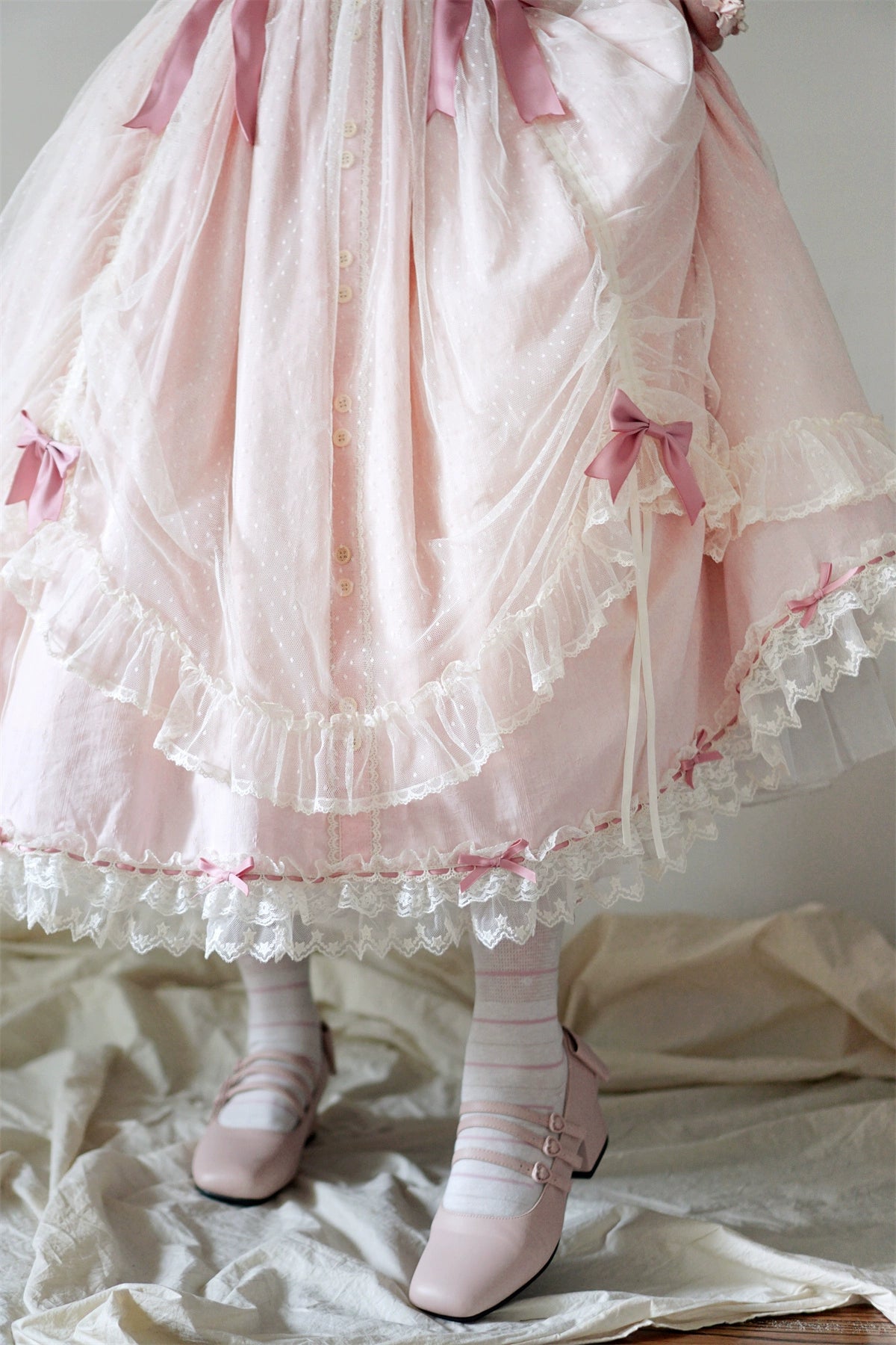 Uncle's Workshop - Fluttering Cherry Spring Strings - Cotton Sweet Lolita JSK Dress 42196:776729